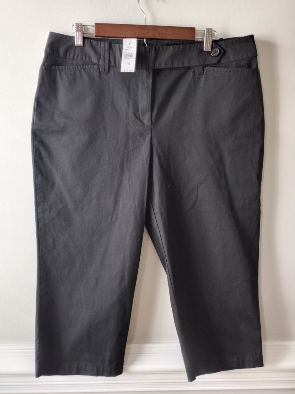 'ANN TAYLOR LOFT' Cropped Black Chino Size 14 Curvy NWT